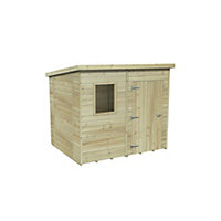 Forest Garden Timberdale 8x6 ft Pent Tongue & groove Wooden Shed with floor (Base included) - Assembly service included