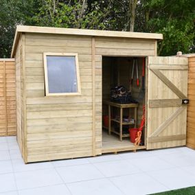 Forest Garden Timberdale 8x6 ft Pent Tongue & groove Wooden Shed with floor