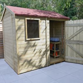 Forest Garden Timberdale 8x6 ft Reverse apex Tongue & groove Wooden Shed with floor (Base included) - Assembly service included