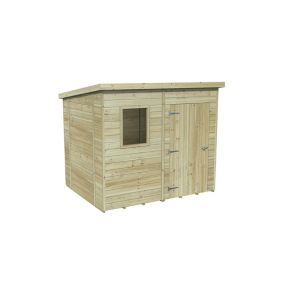 Forest Garden Timberdale 8x6 Pent Pressure treated Tongue & groove Solid wood Shed with floor (Base included)