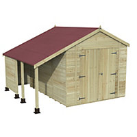 Forest Garden Timberdale log store 10x8 ft Apex Wooden 2 door Shed with floor (Base included) - Assembly service included