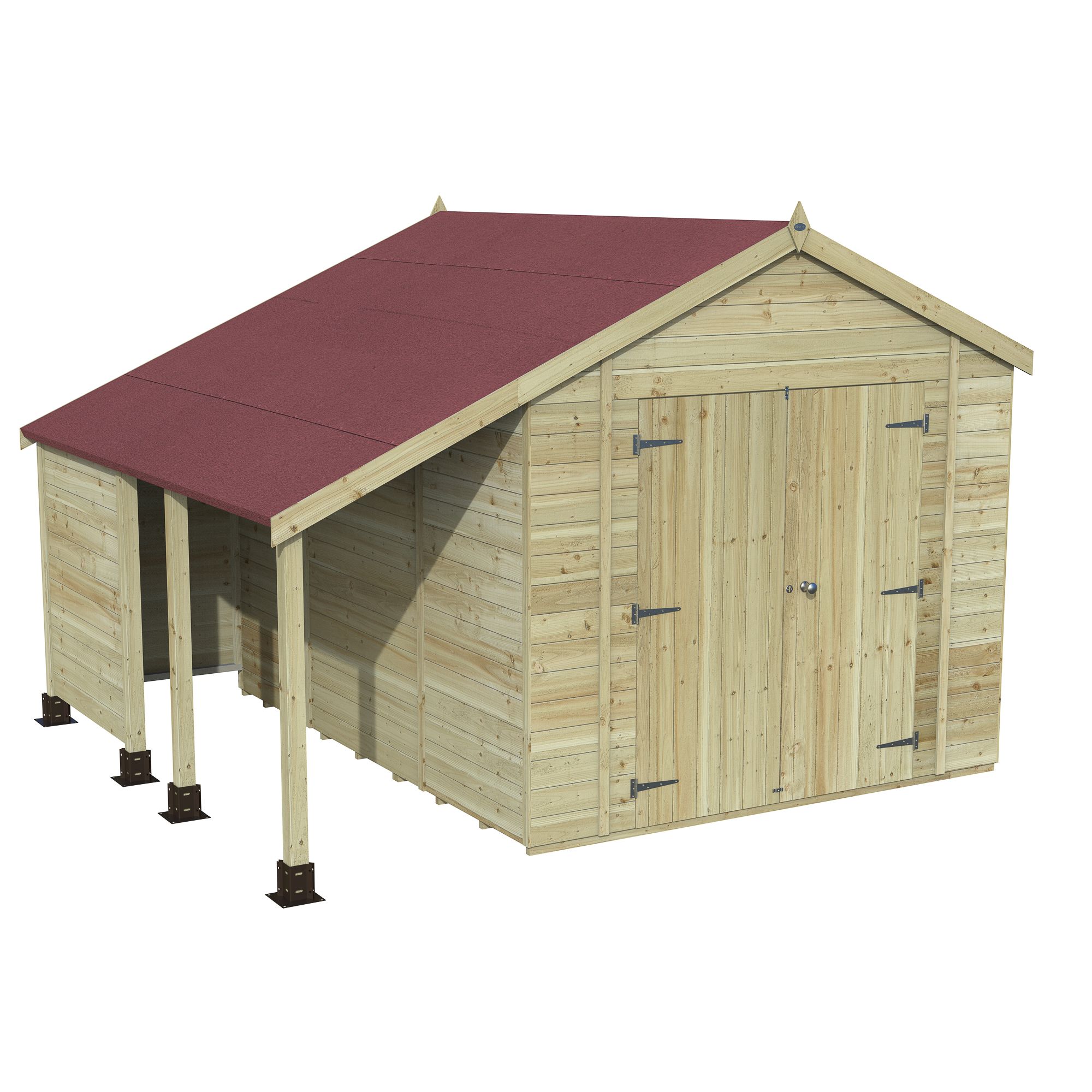 Forest Garden Timberdale log store 10x8 ft Apex Wooden 2 door Shed with floor (Base included) - Assembly service included