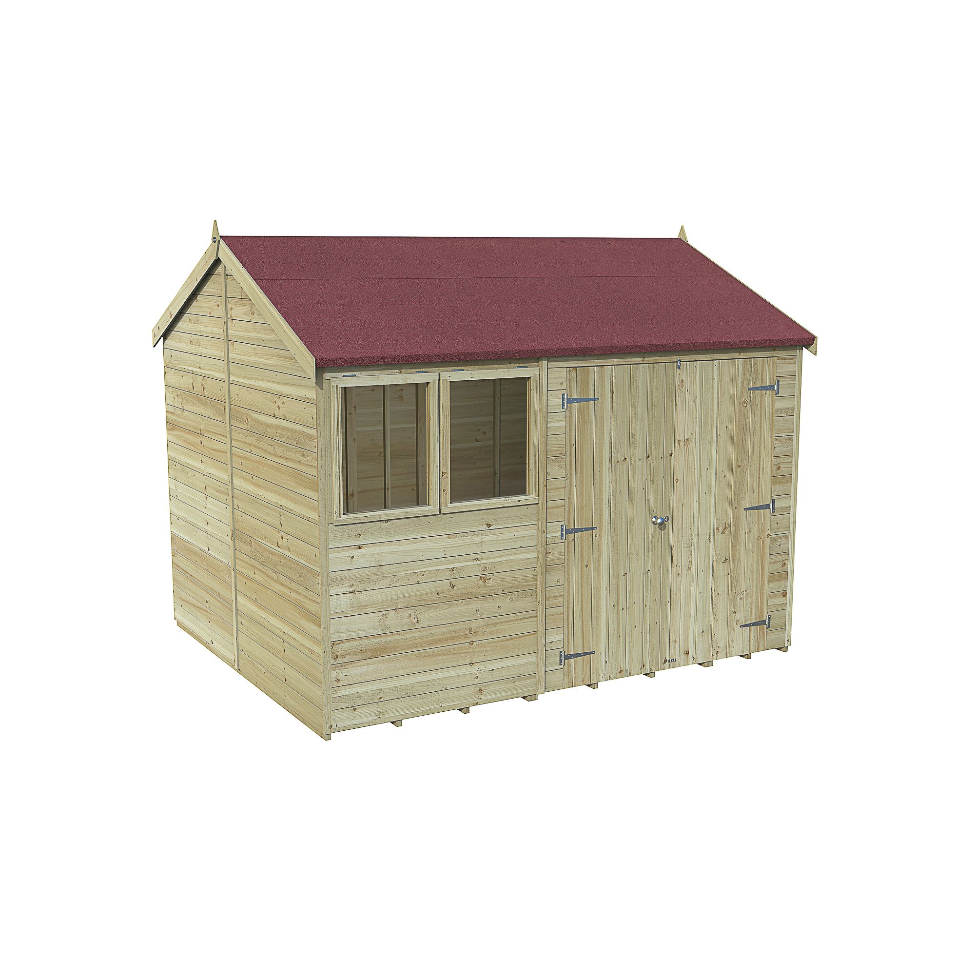 Forest Garden Timberdale Tongue & groove 10x8 ft Reverse apex Wooden Pressure treated 2 door Shed with floor - Assembly service included