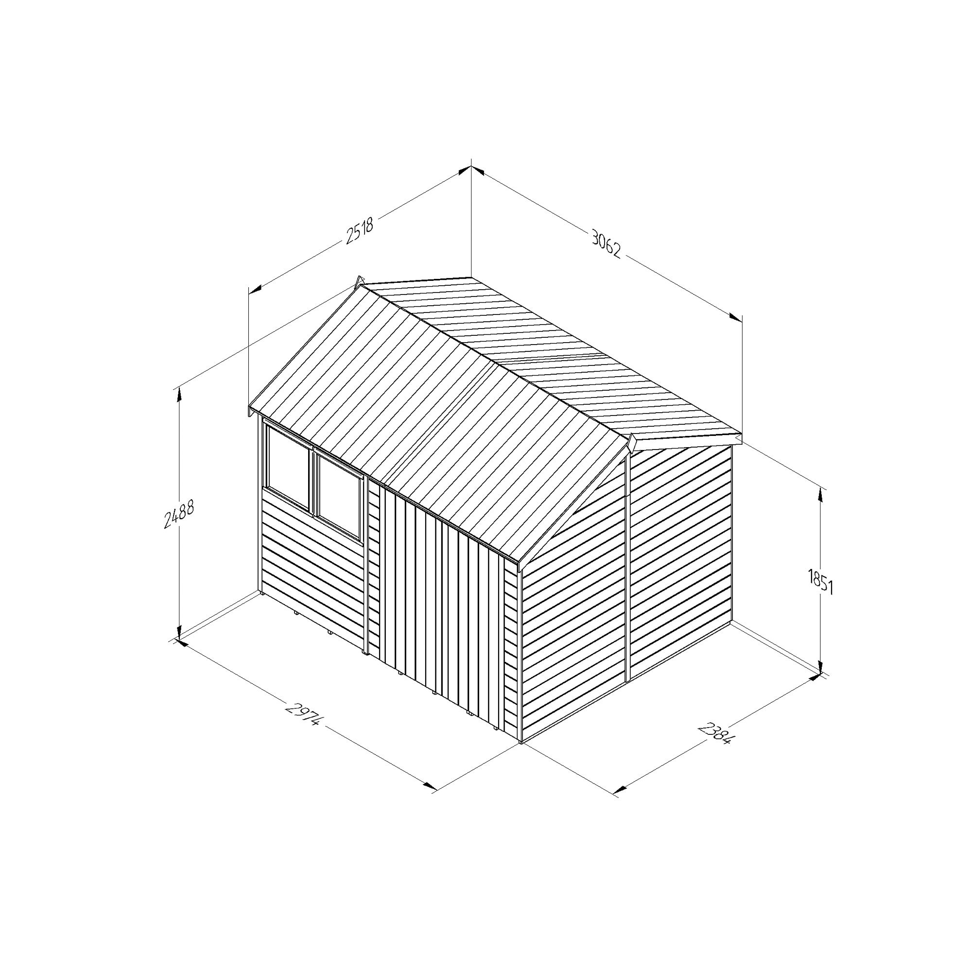Forest Garden Timberdale Tongue & groove 10x8 ft Reverse apex Wooden Pressure treated 2 door Shed with floor - Assembly service included