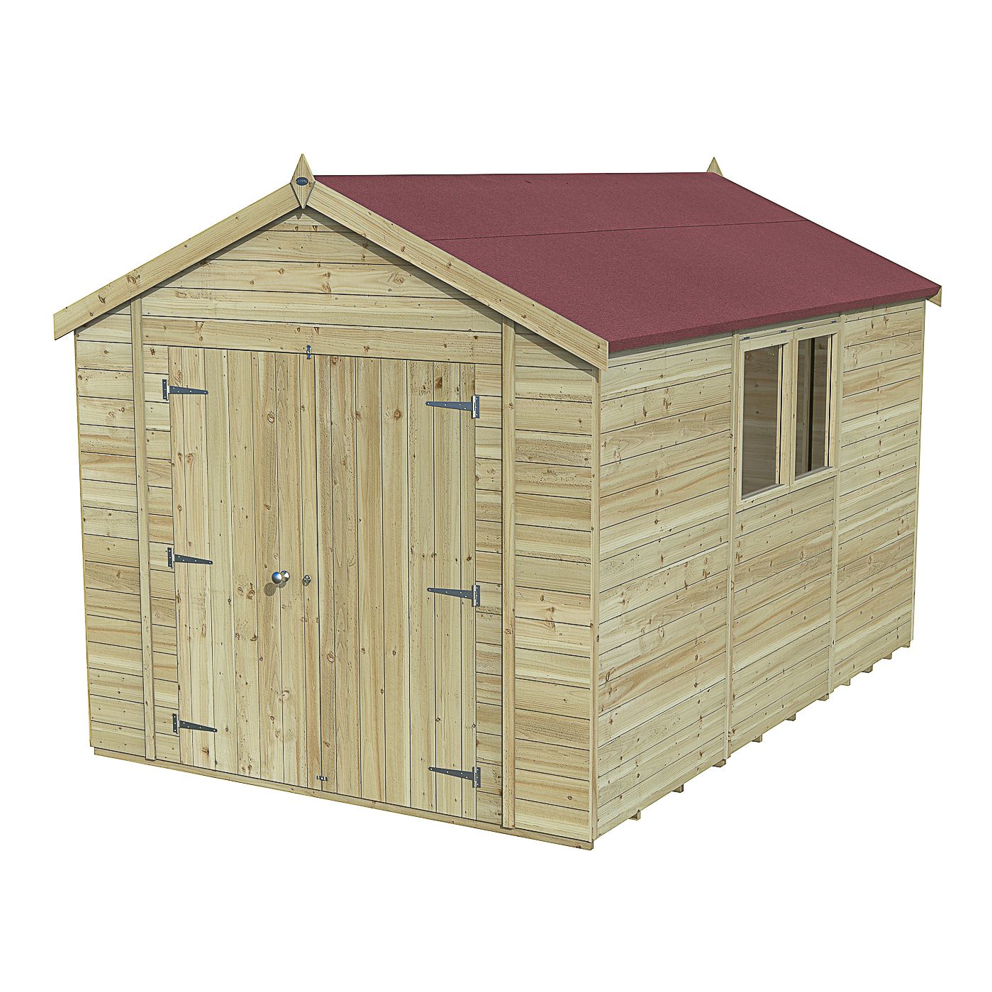 Forest Garden Timberdale Tongue & groove 12x8 ft Apex Wooden Pressure treated 2 door Shed with floor - Assembly service included