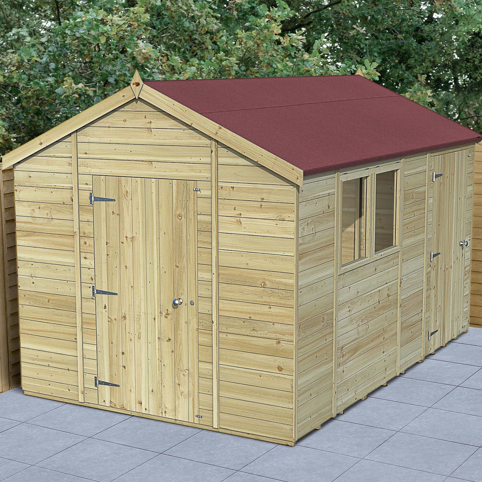 Forest Garden Timberdale Tongue & groove 12x8 ft Apex Wooden Pressure treated Shed with floor