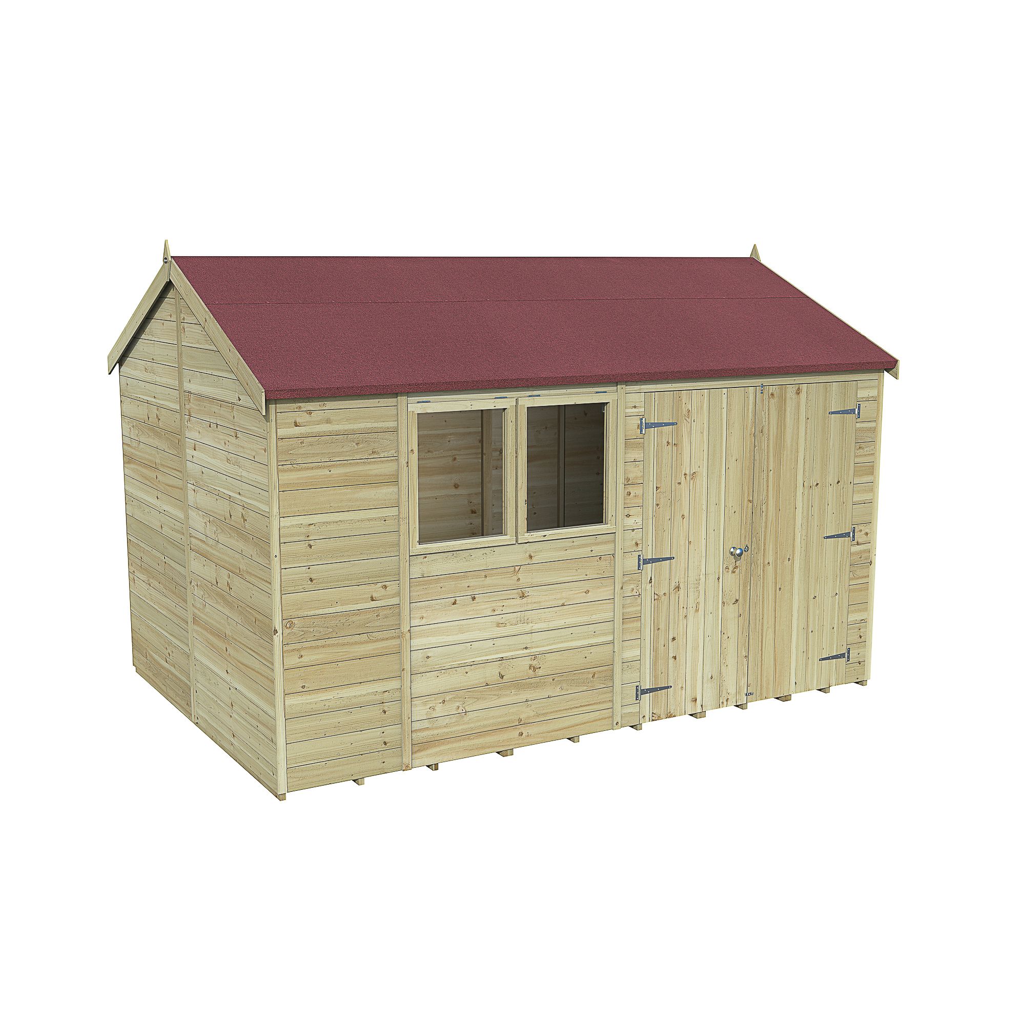Forest Garden Timberdale Tongue & groove 12x8 ft Reverse apex Wooden Pressure treated 2 door Shed with floor - Assembly service included