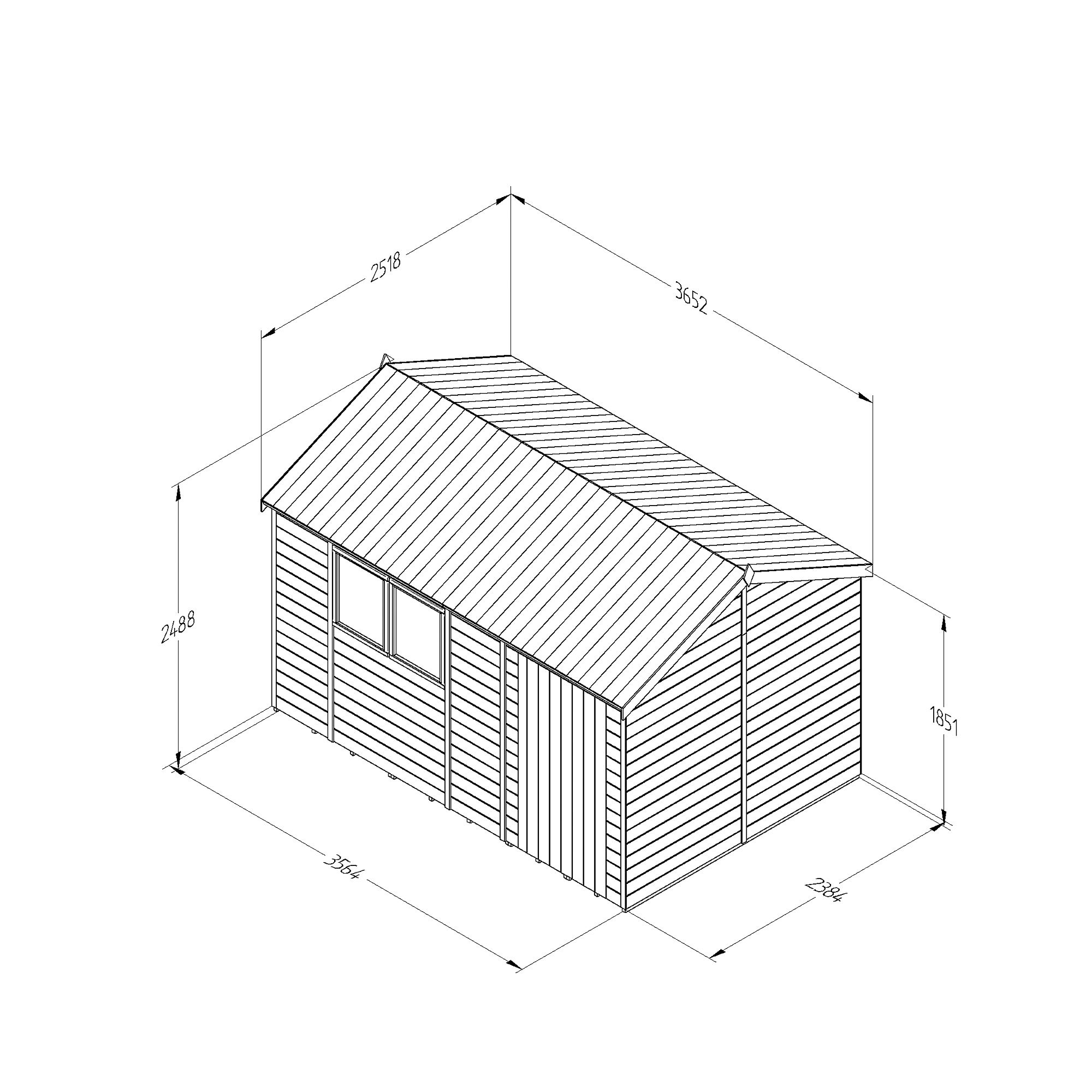 Forest Garden Timberdale Tongue & groove 12x8 ft Reverse apex Wooden Pressure treated Shed with floor (Base included)