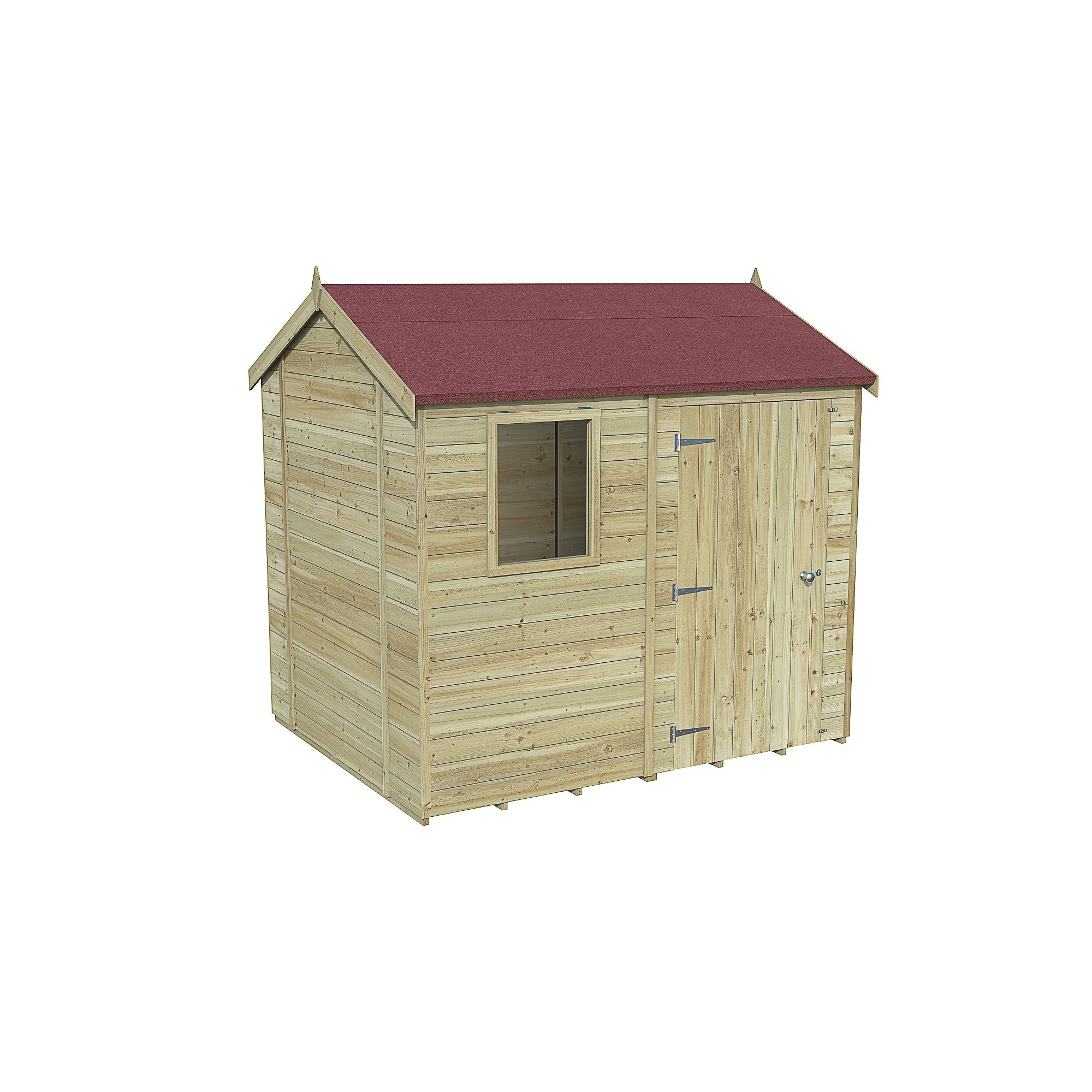 Forest Garden Timberdale Tongue & groove 8x6 ft Reverse apex Wooden Pressure treated Shed with floor - Assembly service included