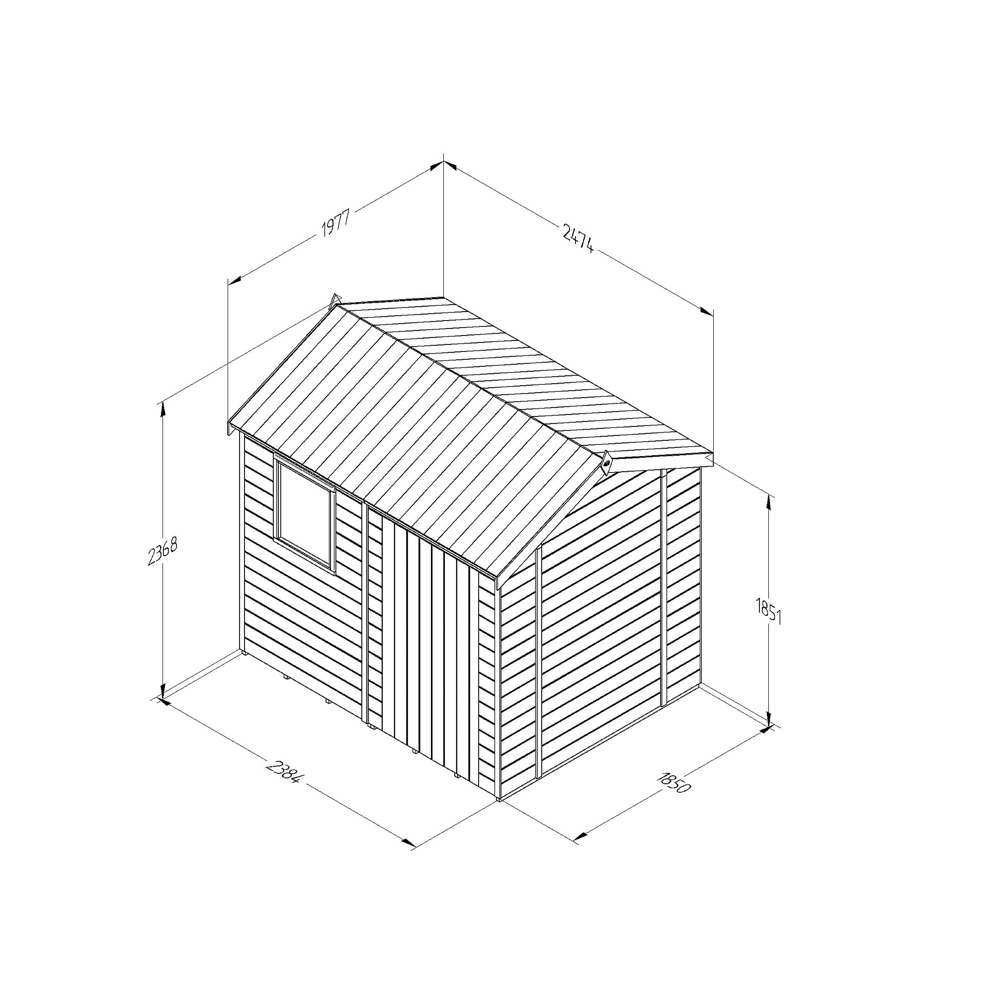 Forest Garden Timberdale Tongue & groove 8x6 ft Reverse apex Wooden Pressure treated Shed with floor - Assembly service included