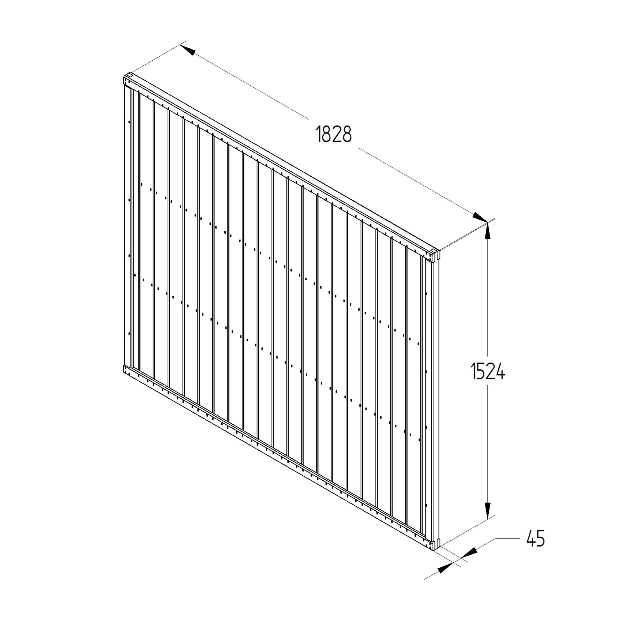 Forest Garden Traditional 6ft Fence panel (W)1.52m (H)1.83m, Pack of 4