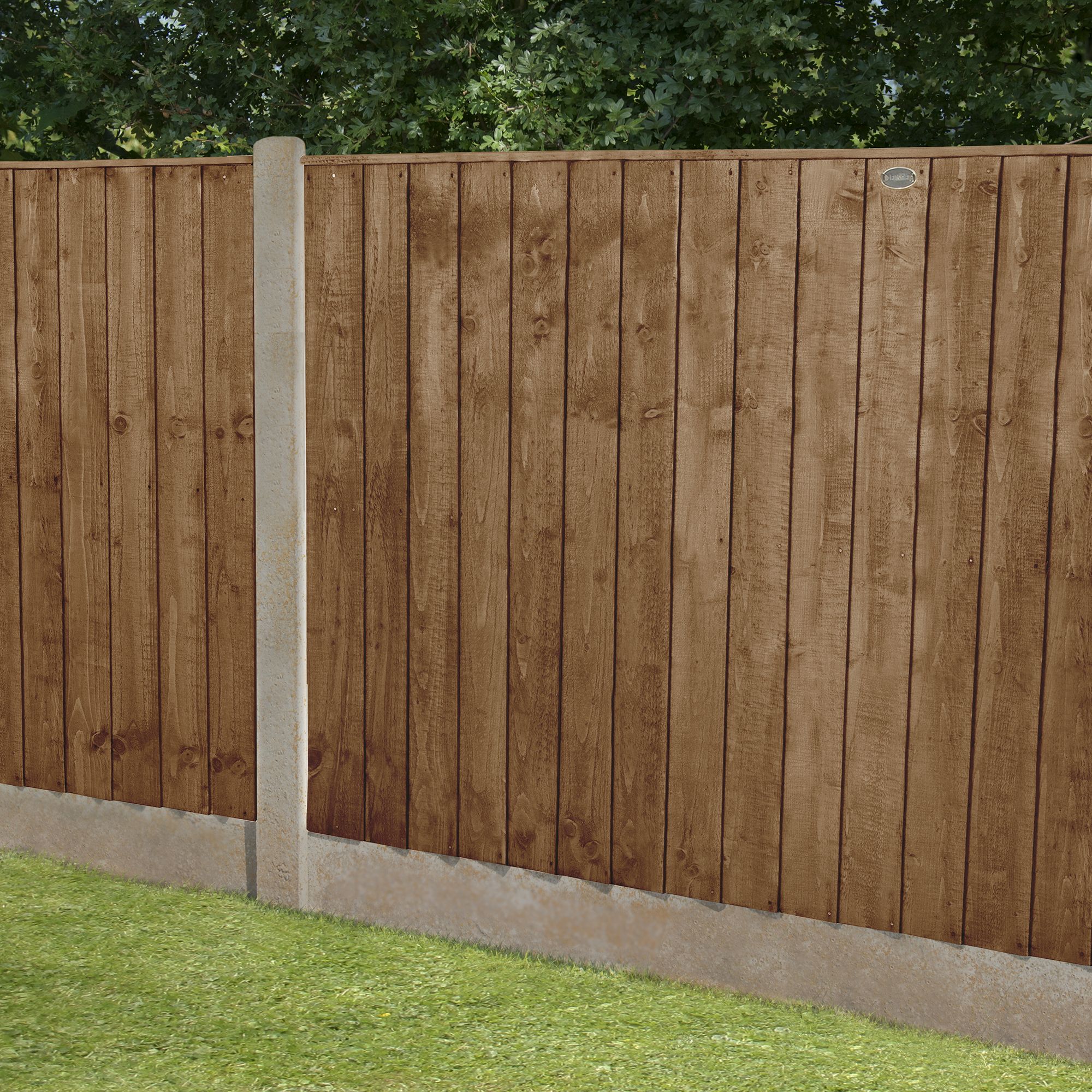 Forest Garden Traditional Feather edge Dip treated 6ft Brown Fence panel (W)1.23m (H)1.83m, Pack of 5
