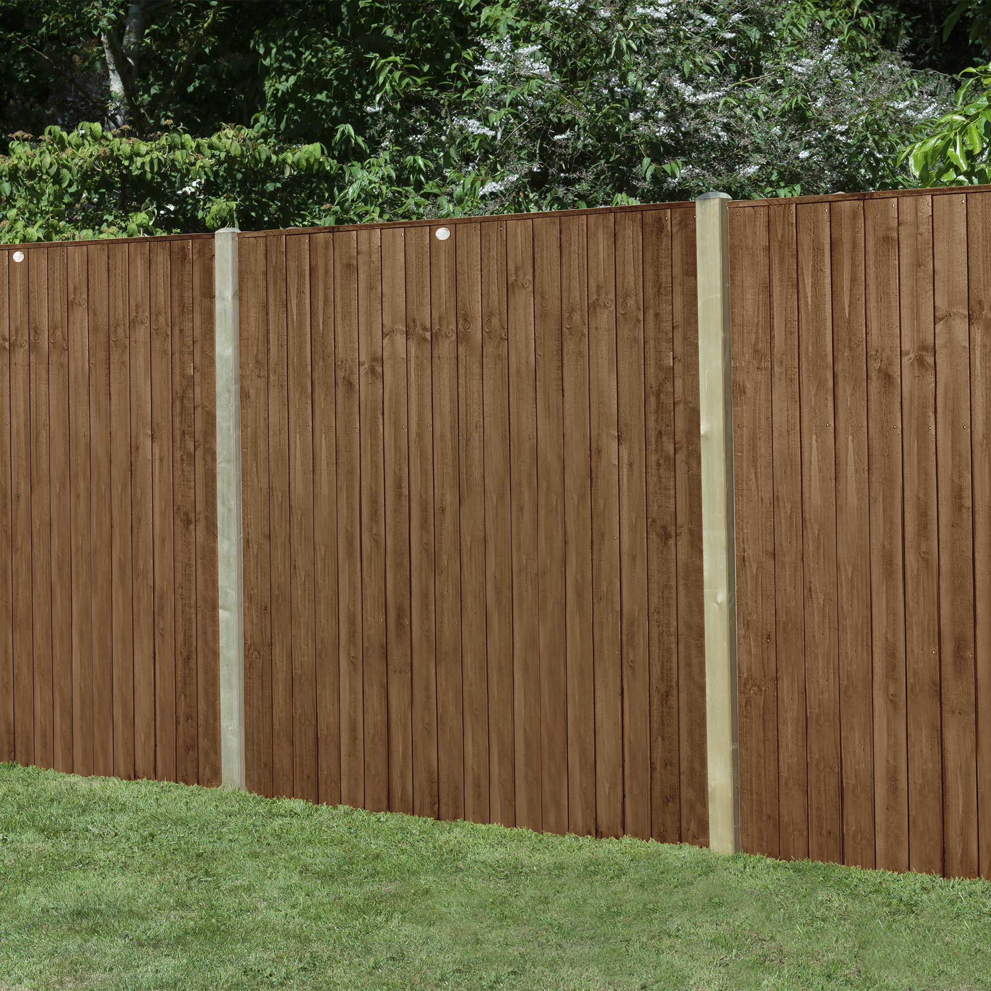 Forest Garden Traditional Feather edge Dip treated 6ft Brown Fence panel (W)1.54m (H)1.83m, Pack of 20