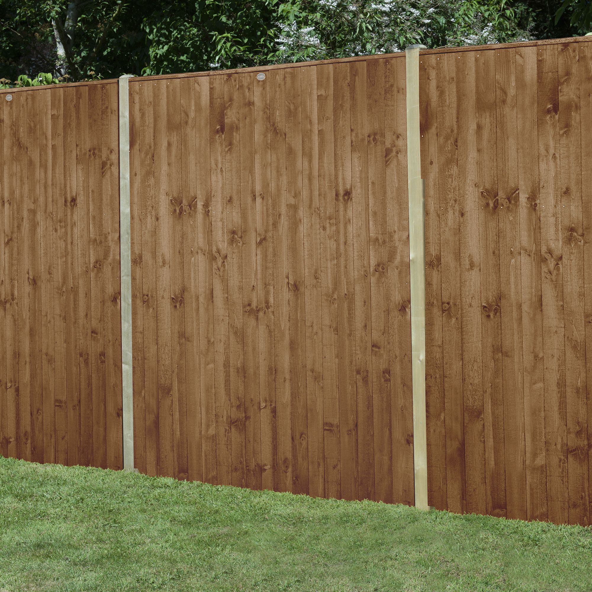 Forest Garden Traditional Feather edge Dip treated 6ft Brown Fence panel (W)1.85m (H)1.83m, Pack of 20