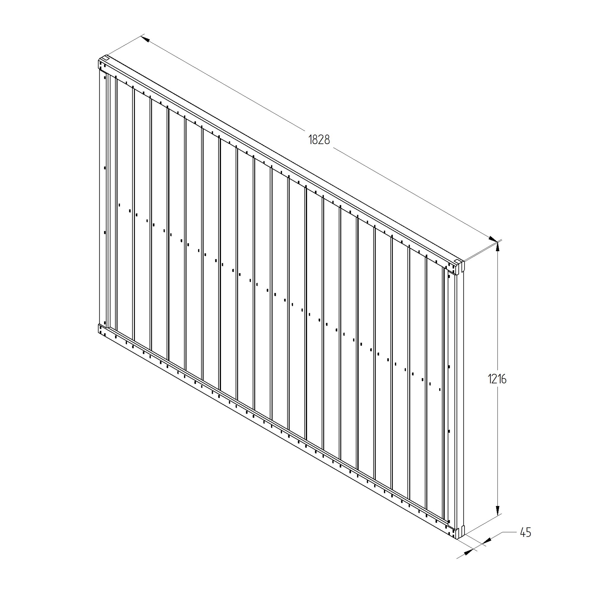 Forest Garden Traditional Tongue & groove 6ft Fence panel (W)1.22m (H)1.83m, Pack of 4