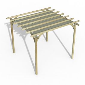 Forest Garden Ultima Cream Pergola & decking kit, x4 Post (H) 2.7m x (W) 3.6m - Canopy included