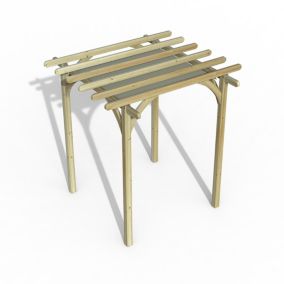 Forest Garden Ultima Cream Square Pergola & decking kit, x4 Post (H) 2.4m x (W) 2.4m - Canopy included