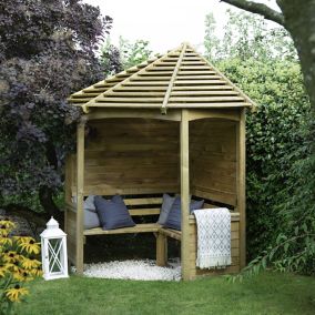 Forest Garden Venetian Corner Arbour, (H)2500mm (W)2330mm (D)1610mm - Assembly required