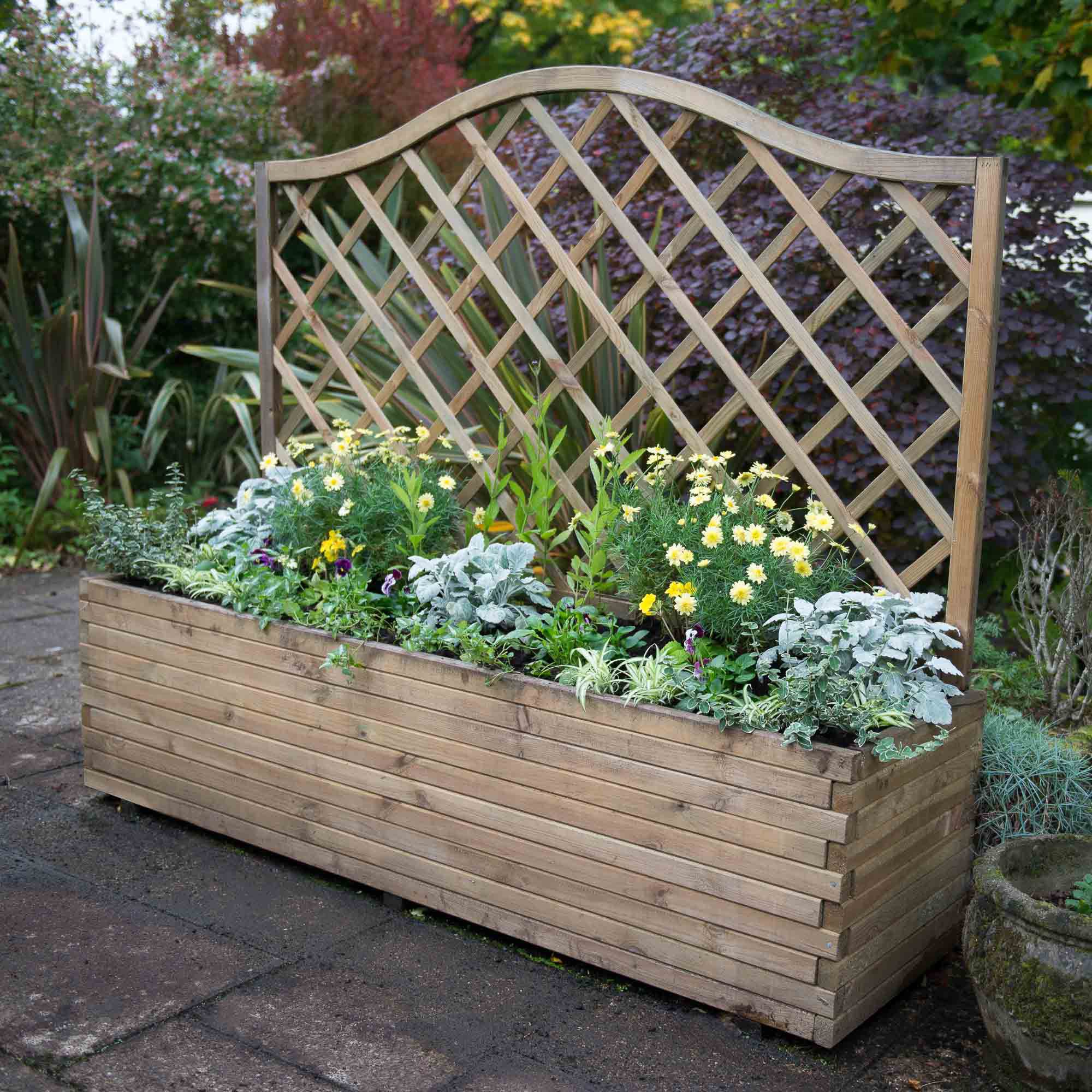 Forest Garden Venice 404L Natural Timber Wooden Rectangular Planter (H ...