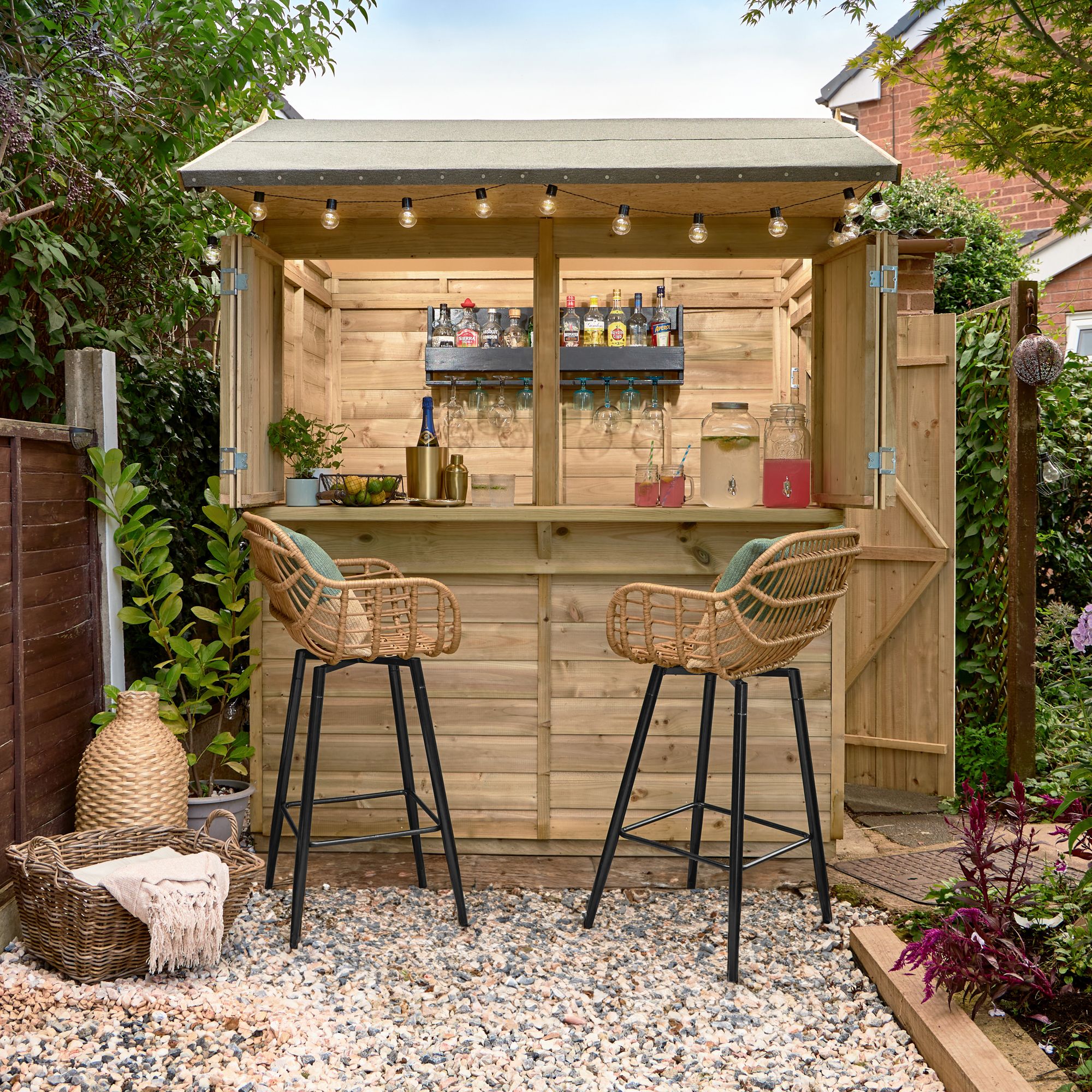 Forest Garden with Single door Reverse apex Wooden Garden bar (H)2360mm x (W)1882mm - Assembly service included