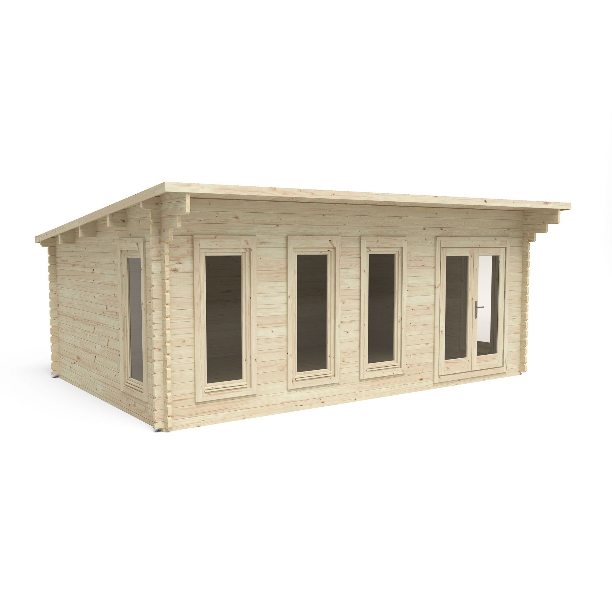 Forest Garden Wolverley 6x4 ft Toughened glass with Double door Pent Wooden Cabin - Assembly service included