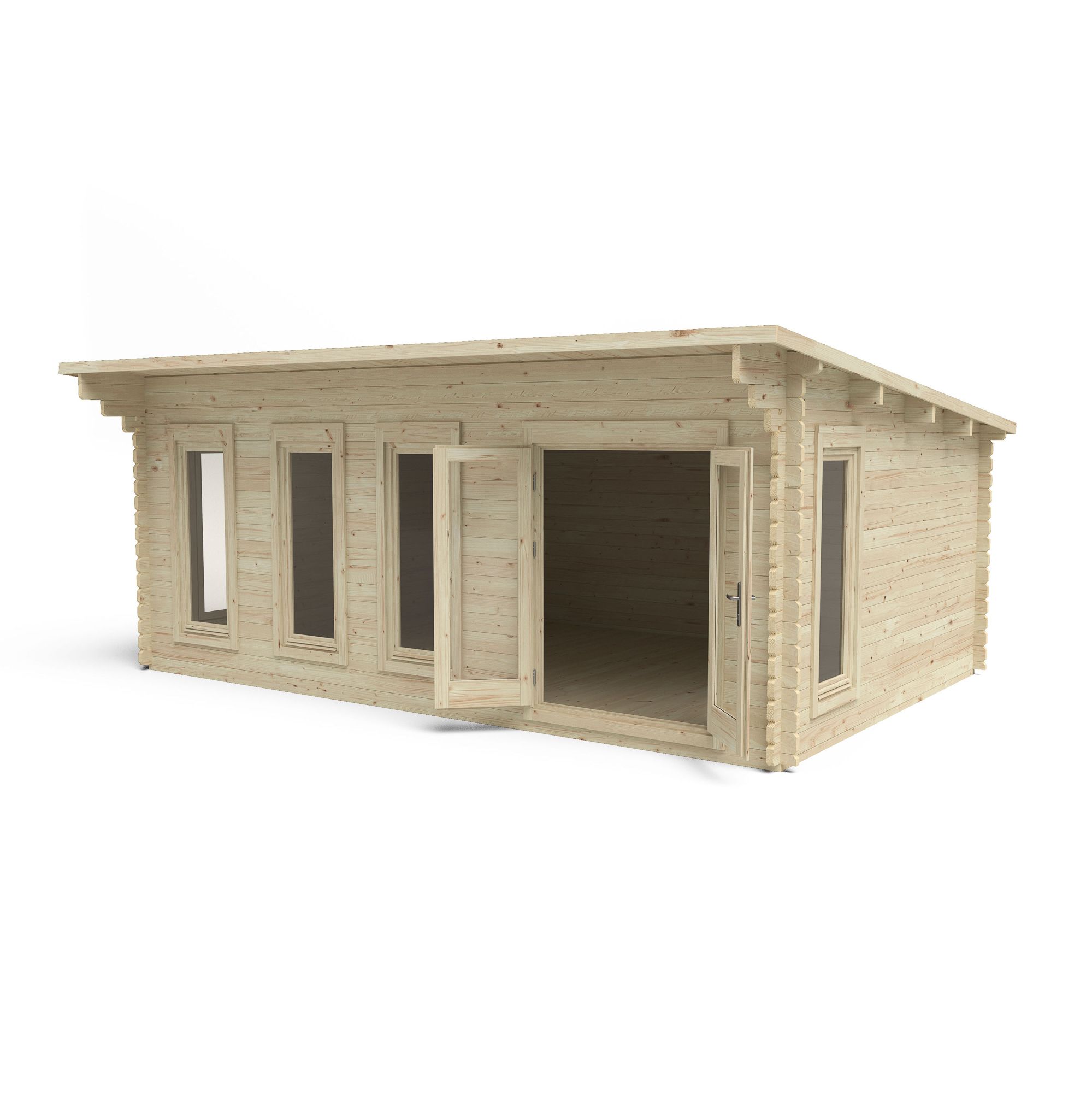 Forest Garden Wolverley 6x4 ft Toughened glass with Double door Pent Wooden Cabin - Assembly service included