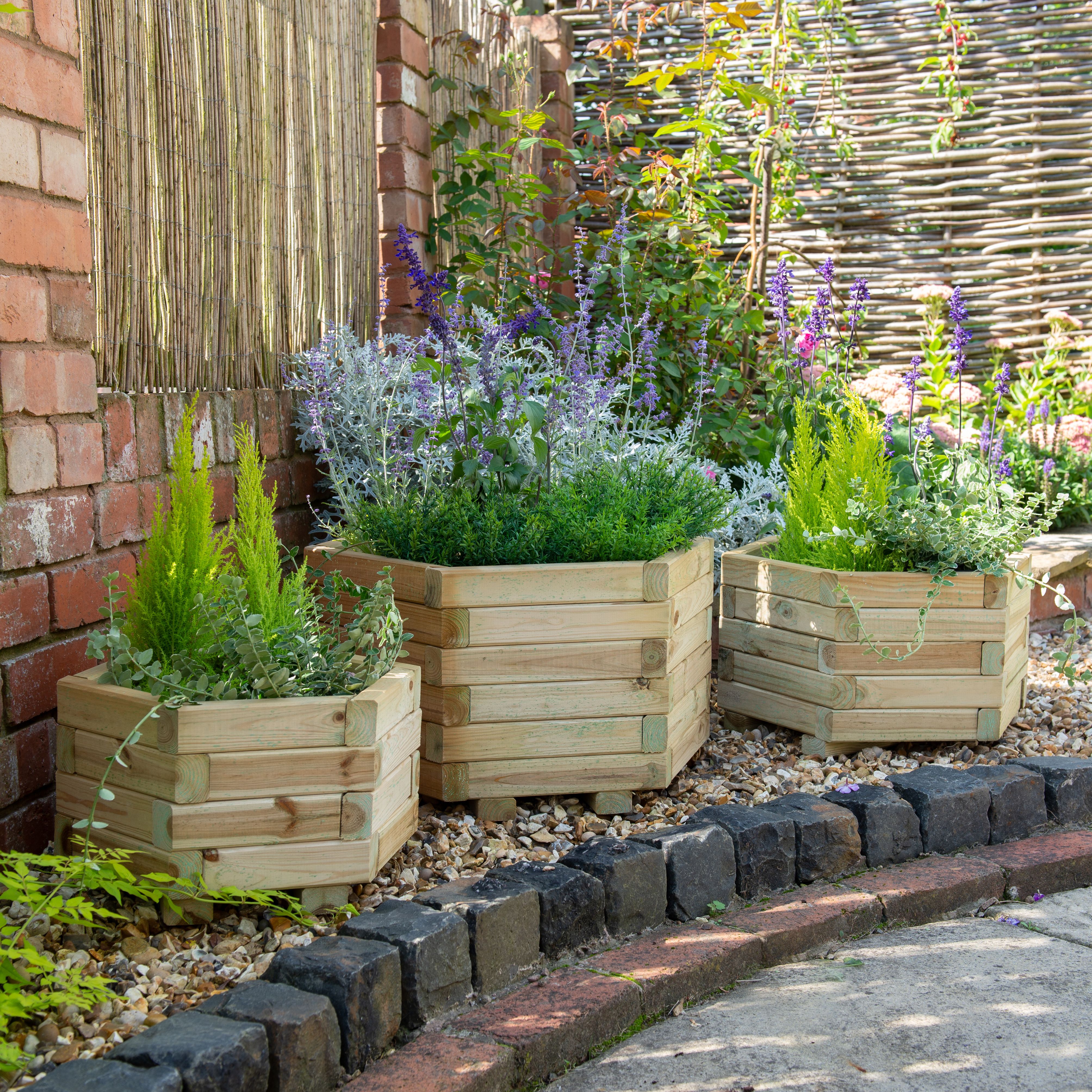 York Wooden Hexagonal Planter (W)50cm - 3