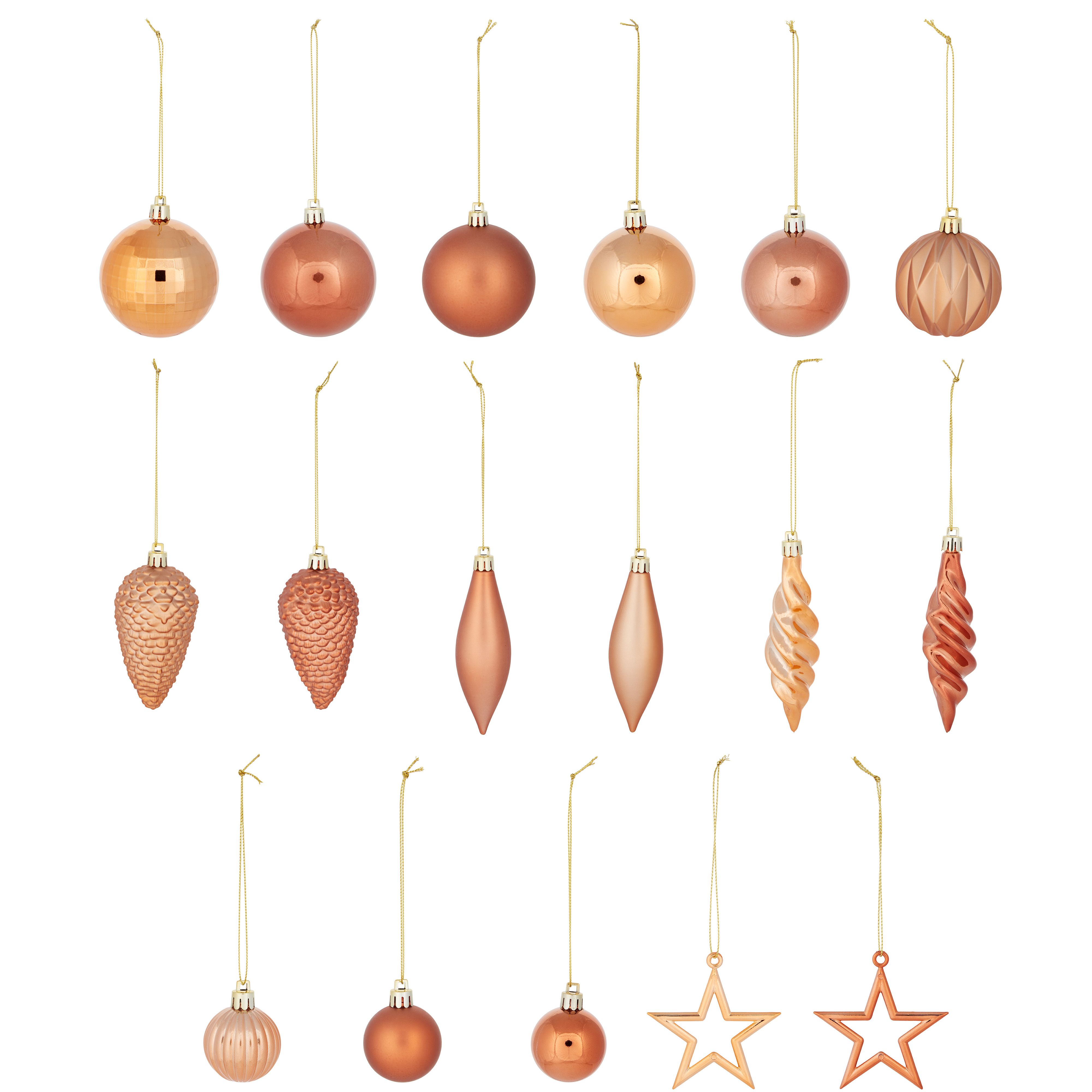 Forest magic Champagne Plastic Hanging decoration set, Pack of 40