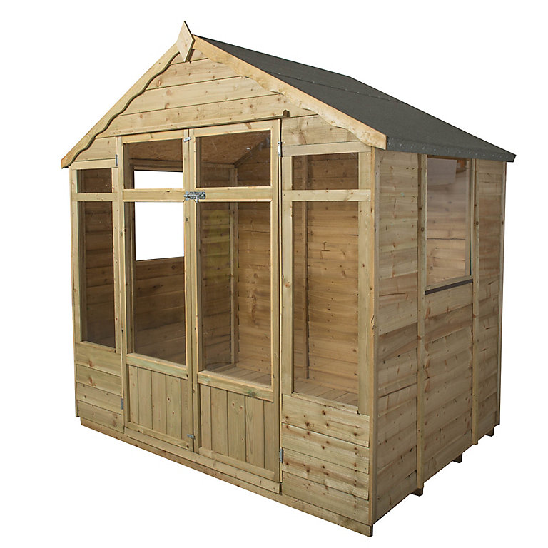 Forest Oakley 7x5 Apex Overlap Summer house with Double door | DIY at B&Q
