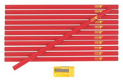 Forge Steel Red Carpenter Pencil, Pack of 12