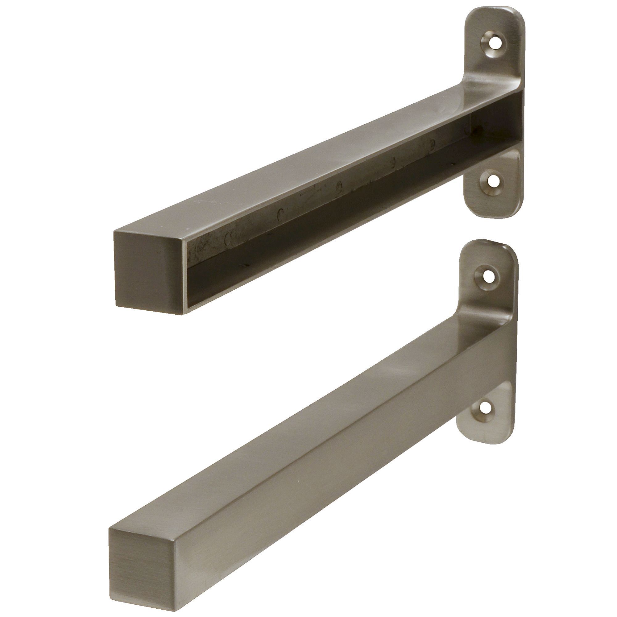 Form Brackets Brushed Aluminium effect Steel Shelf bracket (D)190mm DIY at B&Q