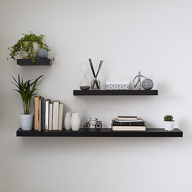 Form Cusko Black Floating Shelf L, Black Hanging Shelves