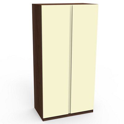 Form Darwin Gloss cream walnut effect Double Wardrobe (H)2004mm (W)1000mm (D)566mm