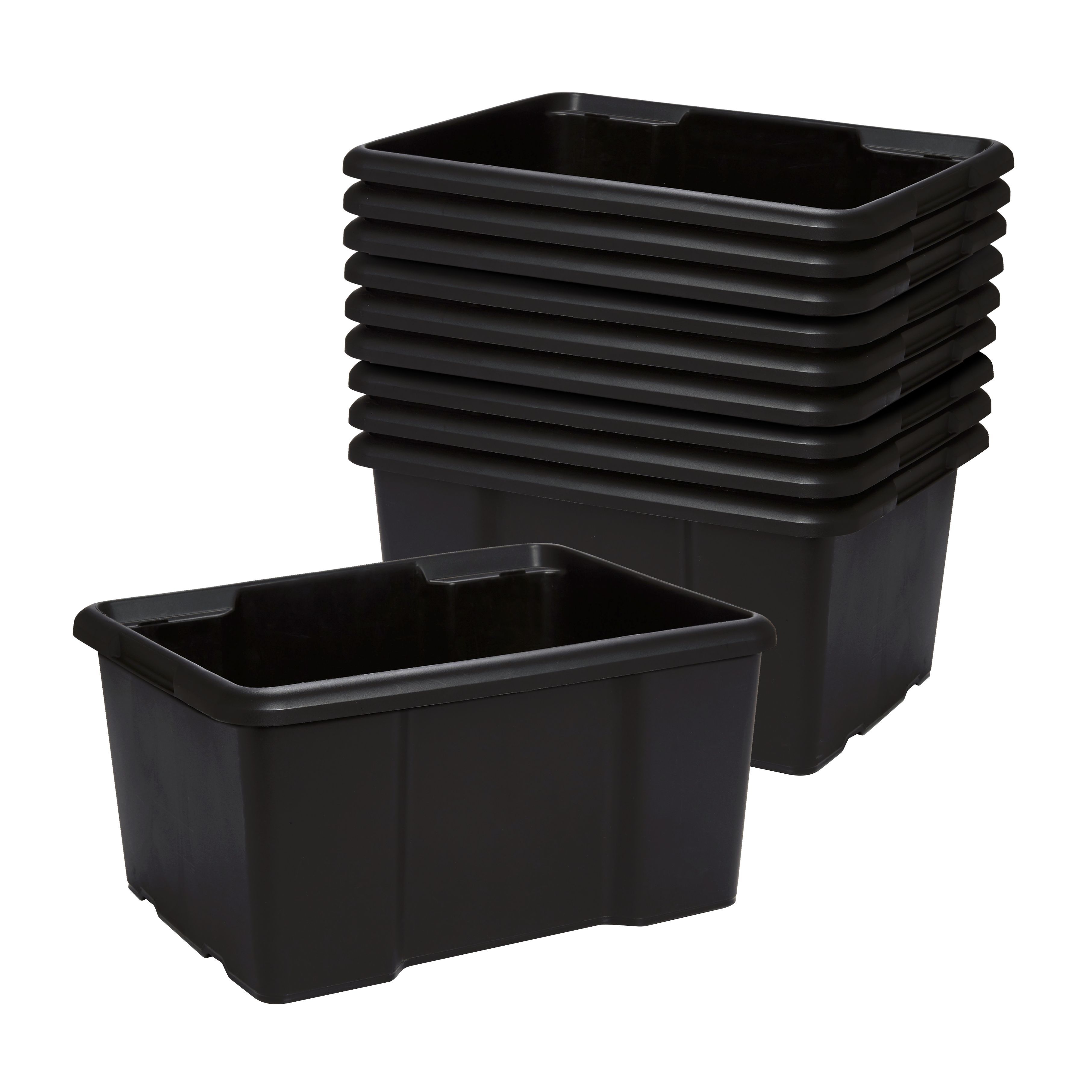 Form Fitty Black 26L Stackable Storage box, Pack of 10