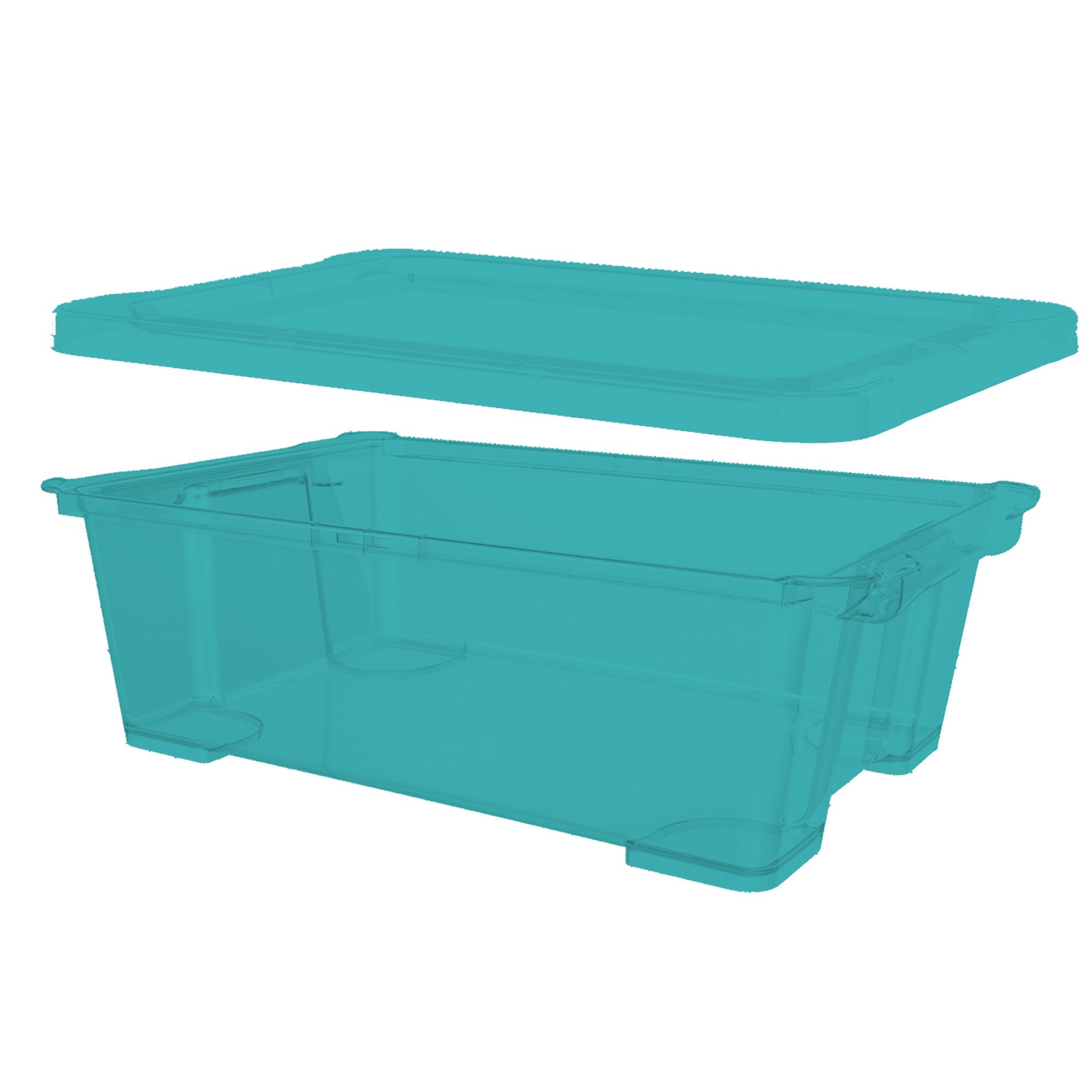 Form Kaze Blue Plastic Stackable Storage box & Lid, Set of 4
