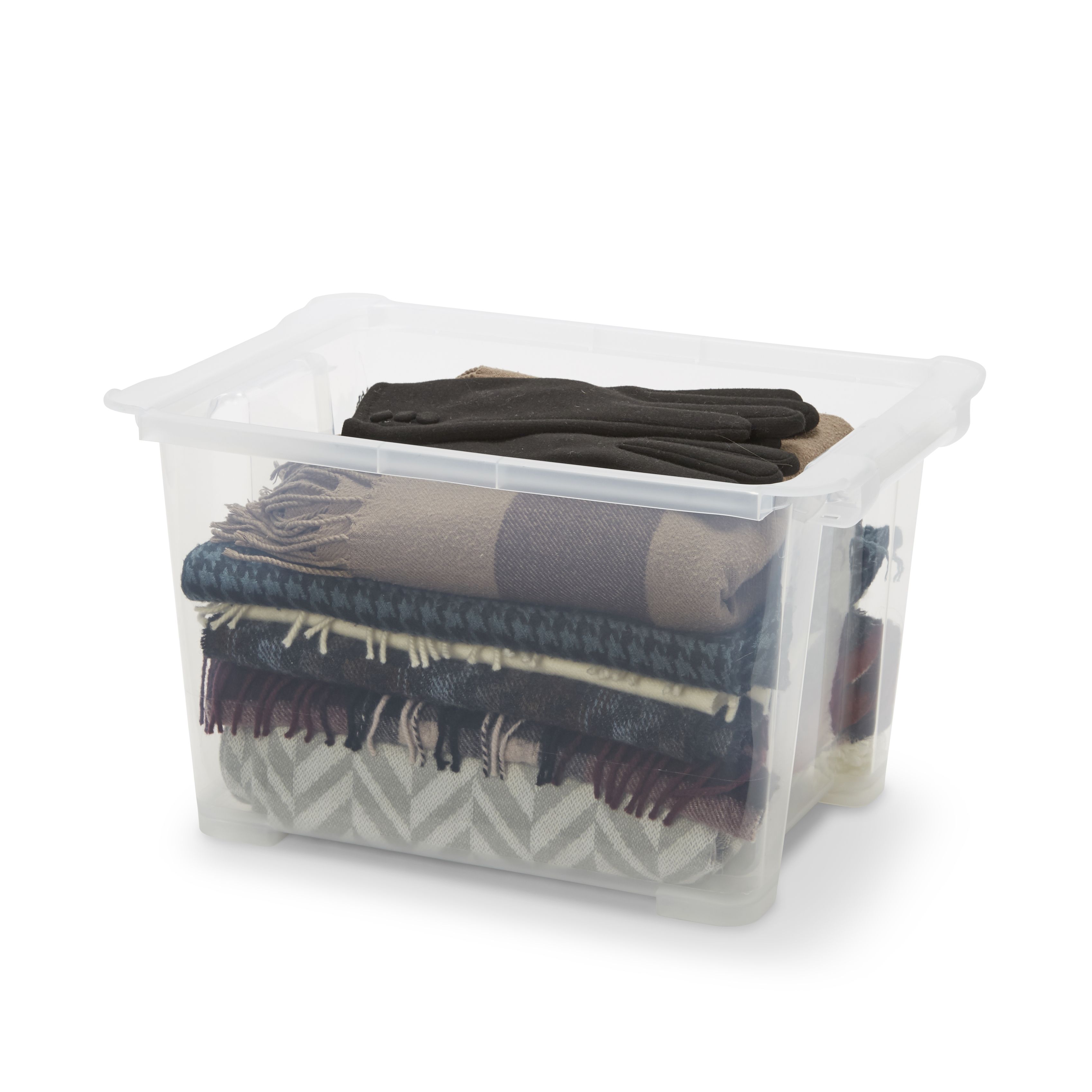 Form Kaze Clear 15L Small Plastic Stackable Storage box with Lid, Pack of 3