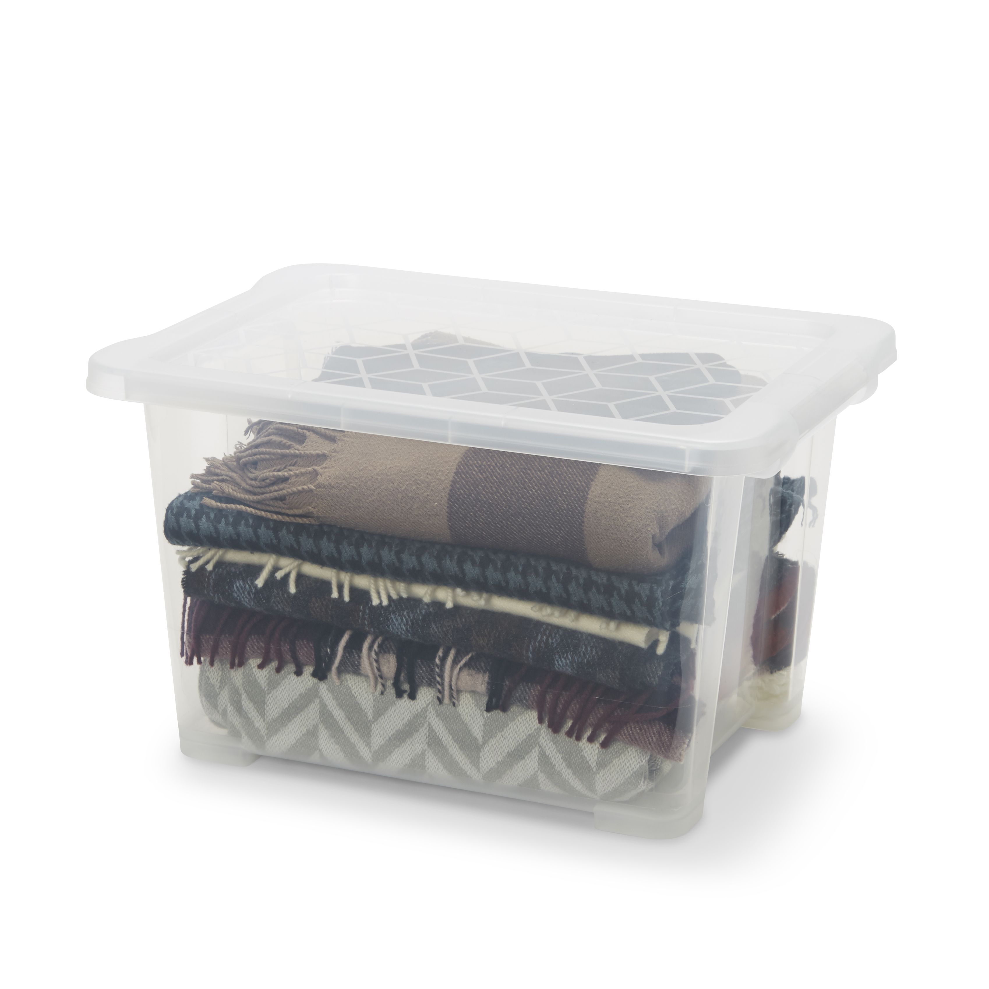 Form Kaze Clear 15L Small Plastic Stackable Storage box with Lid, Pack of 3