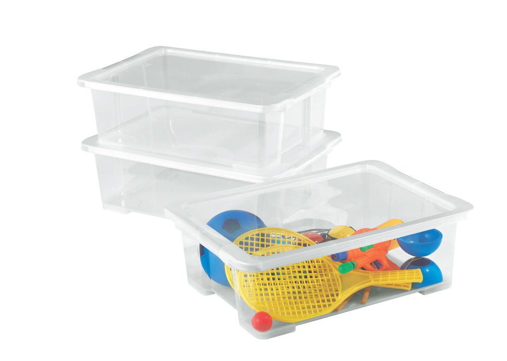 Form Kaze Clear 29L Plastic Stackable Storage box & Lid, Pack of 3