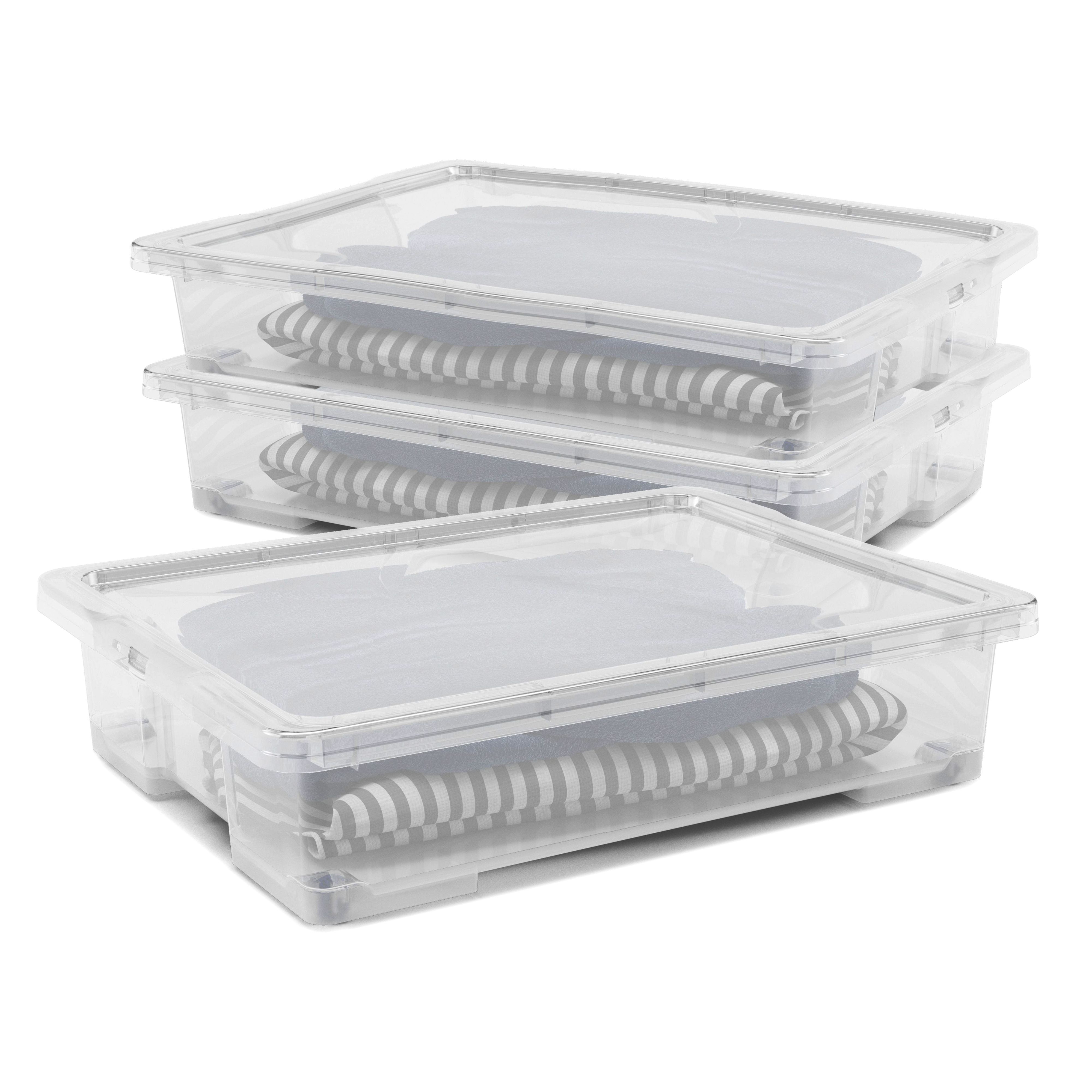 Form Kaze Clear 50L XL Plastic Nesting Storage box with Lid, Pack of 3