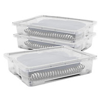 Form Kaze Clear 50L XL Plastic Storage box & Lid, Pack of 3