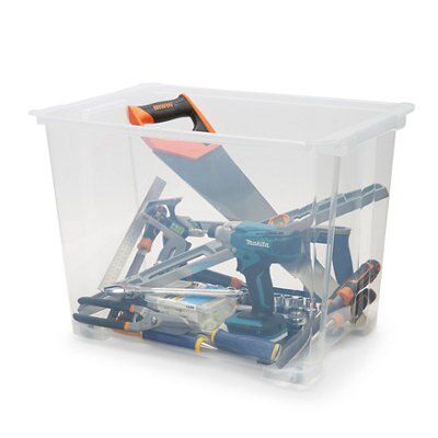 Form Kaze Clear 63L XXL Plastic Stackable Storage box & Lid, Pack of 3
