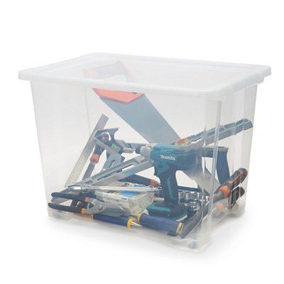 Form Kaze Clear 63L XXL Plastic Stackable Storage box & Lid, Pack of 3