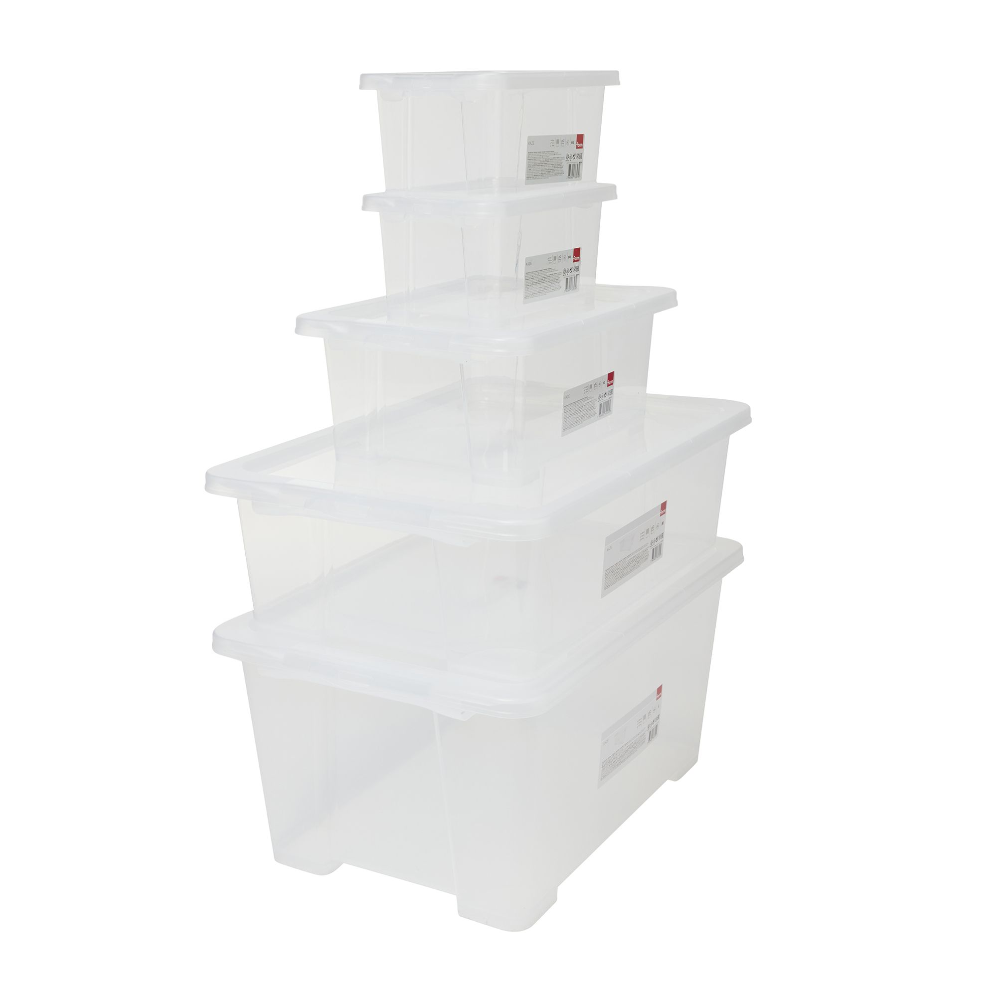 Form Kaze Transparent Plastic Stackable Storage box & Lid, Set of 5