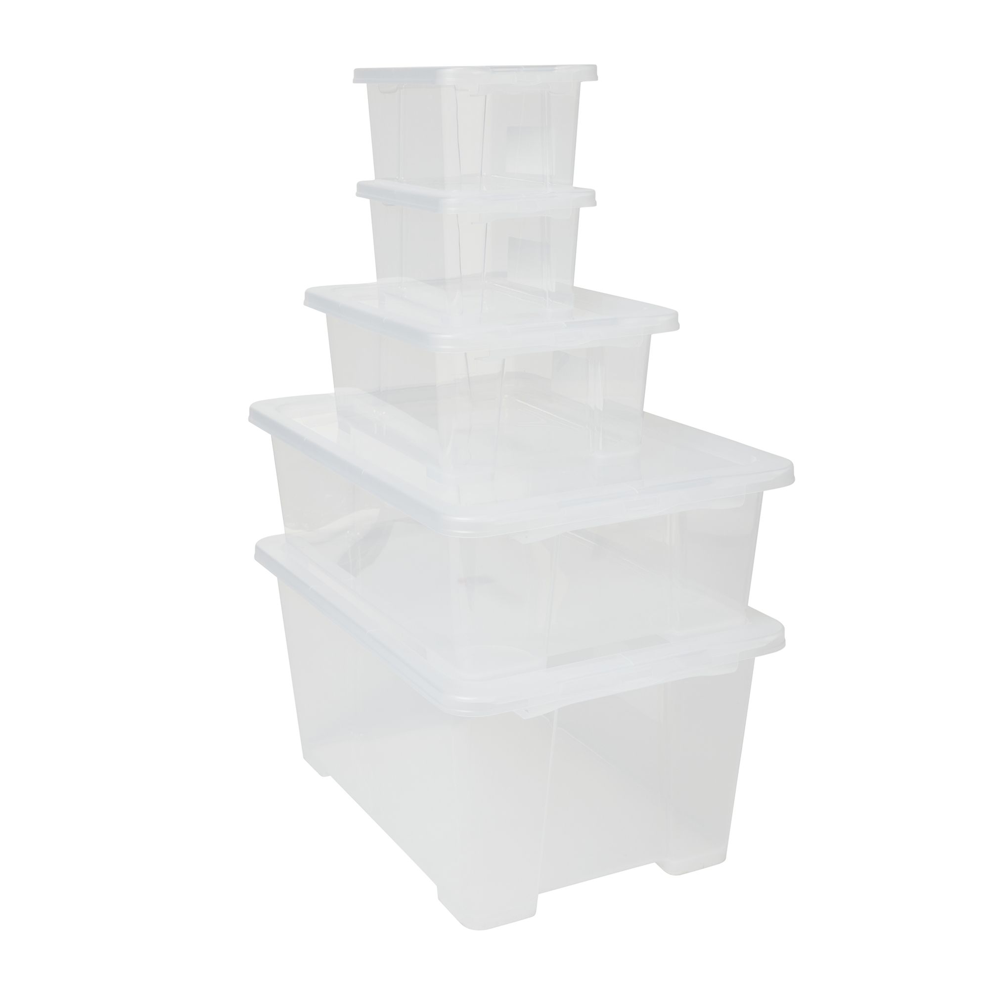 Form Kaze Transparent Plastic Stackable Storage box & Lid, Set of 5