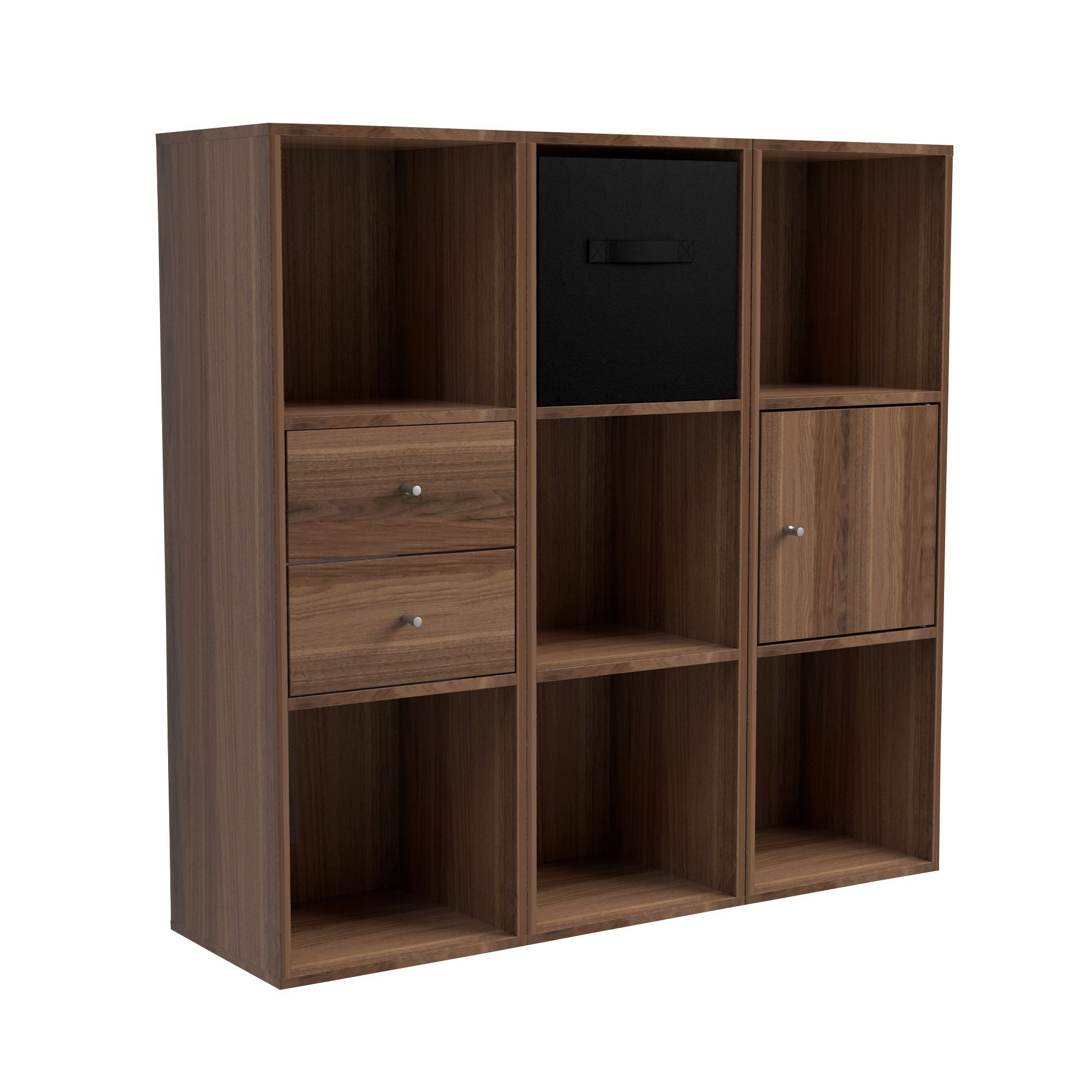 Form Konnect Walnut effect 9 compartments Cube Shelving unit