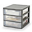 Form Kontor Clear & grey 21L 3 drawer Stackable Tower unit