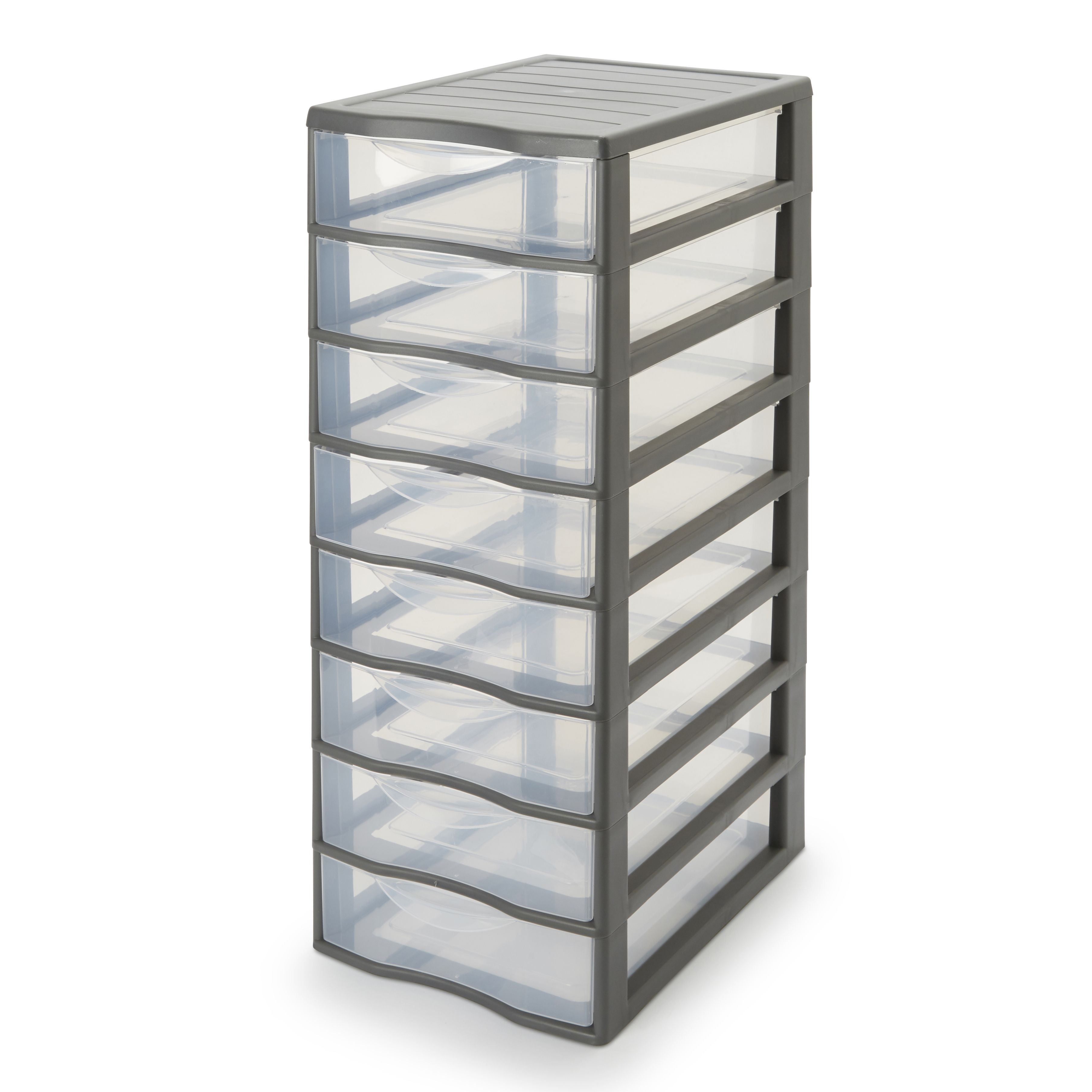 Form Kontor Clear & grey 33L 8 drawer Stackable Polypropylene Multi-drawer unit