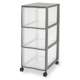 Form Kontor Clear & grey 44L 3 drawer Stackable Tower unit