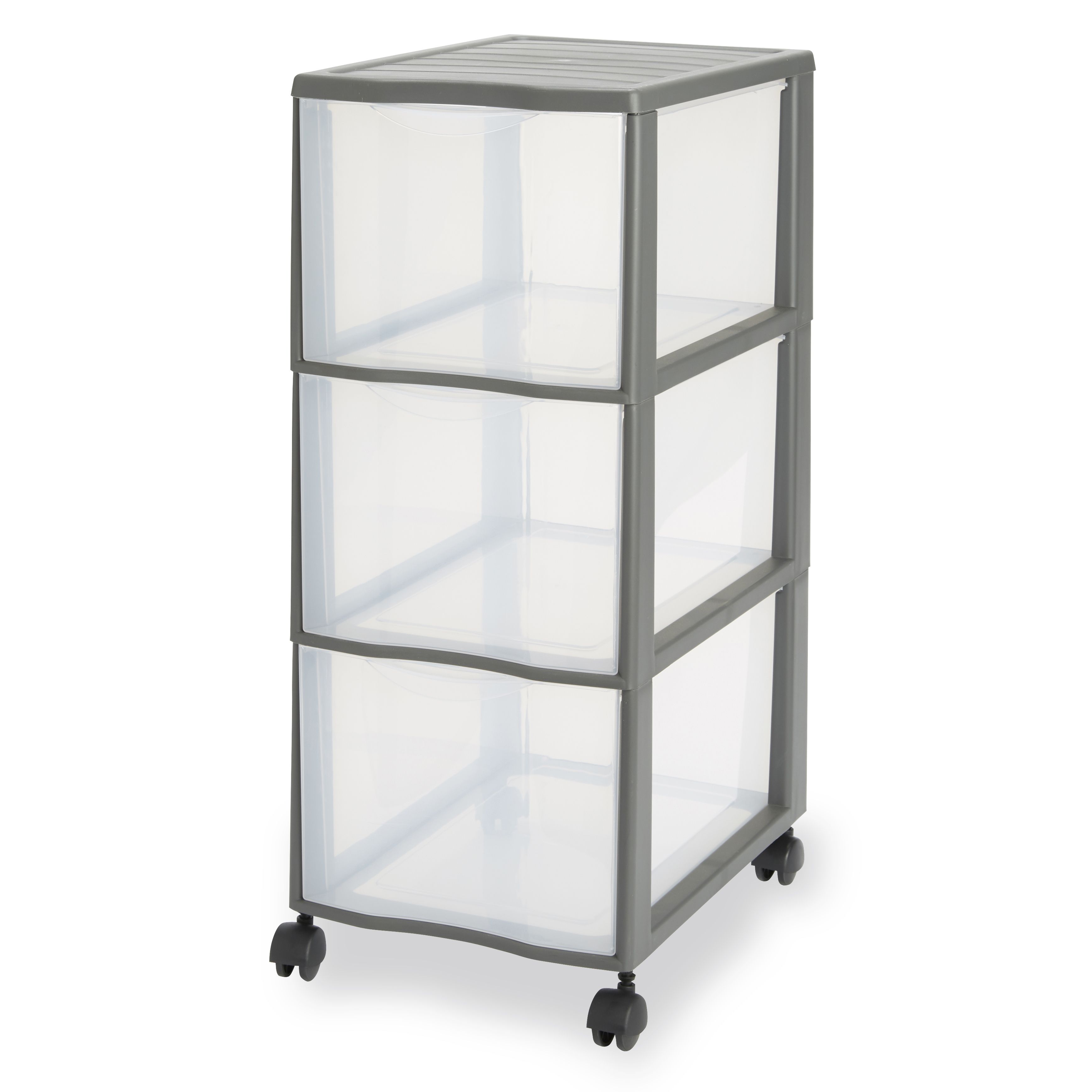 Form Kontor Clear & grey Stackable Plastic 3 drawer unit