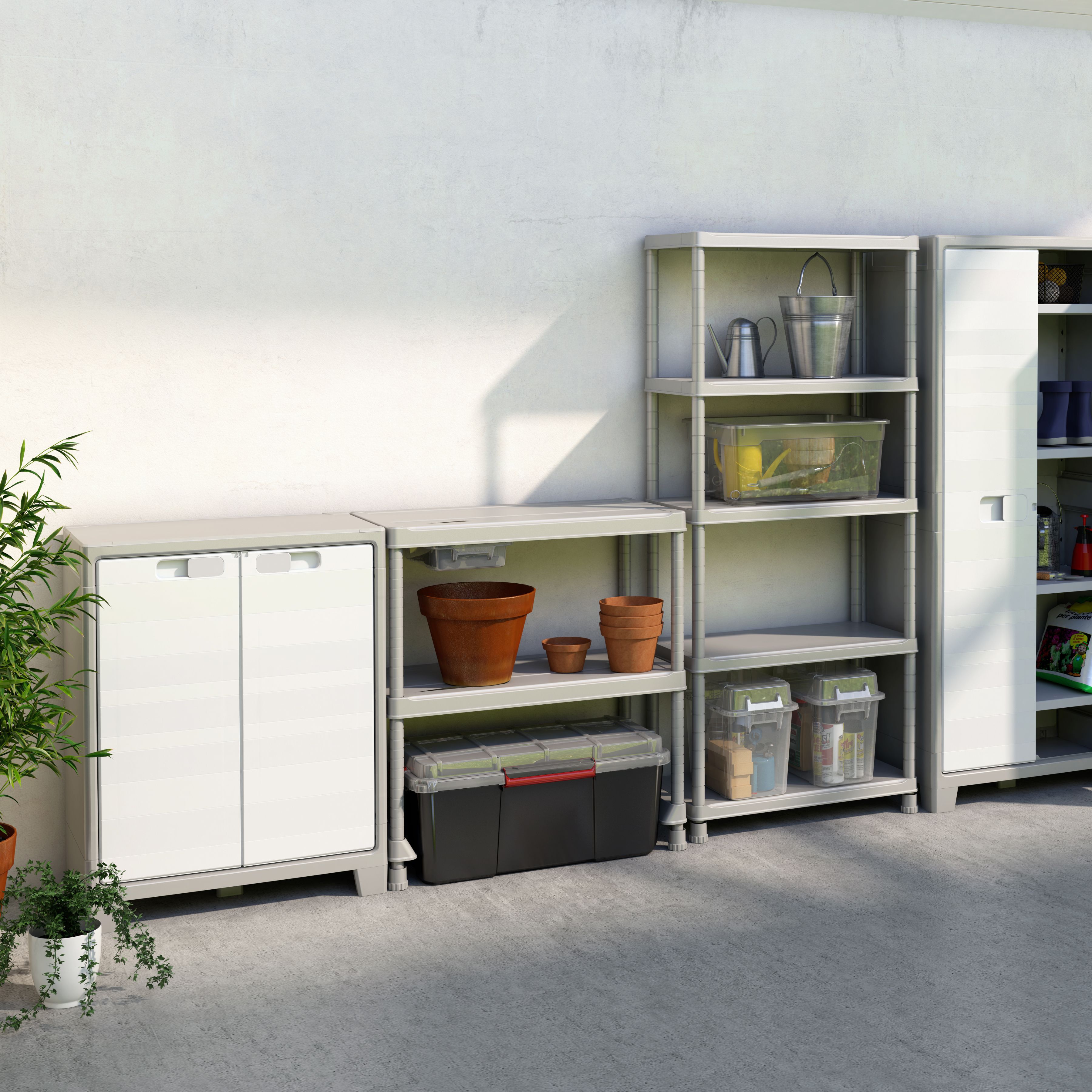 Form Major 2 shelf Light grey & white Short Storage cabinet
